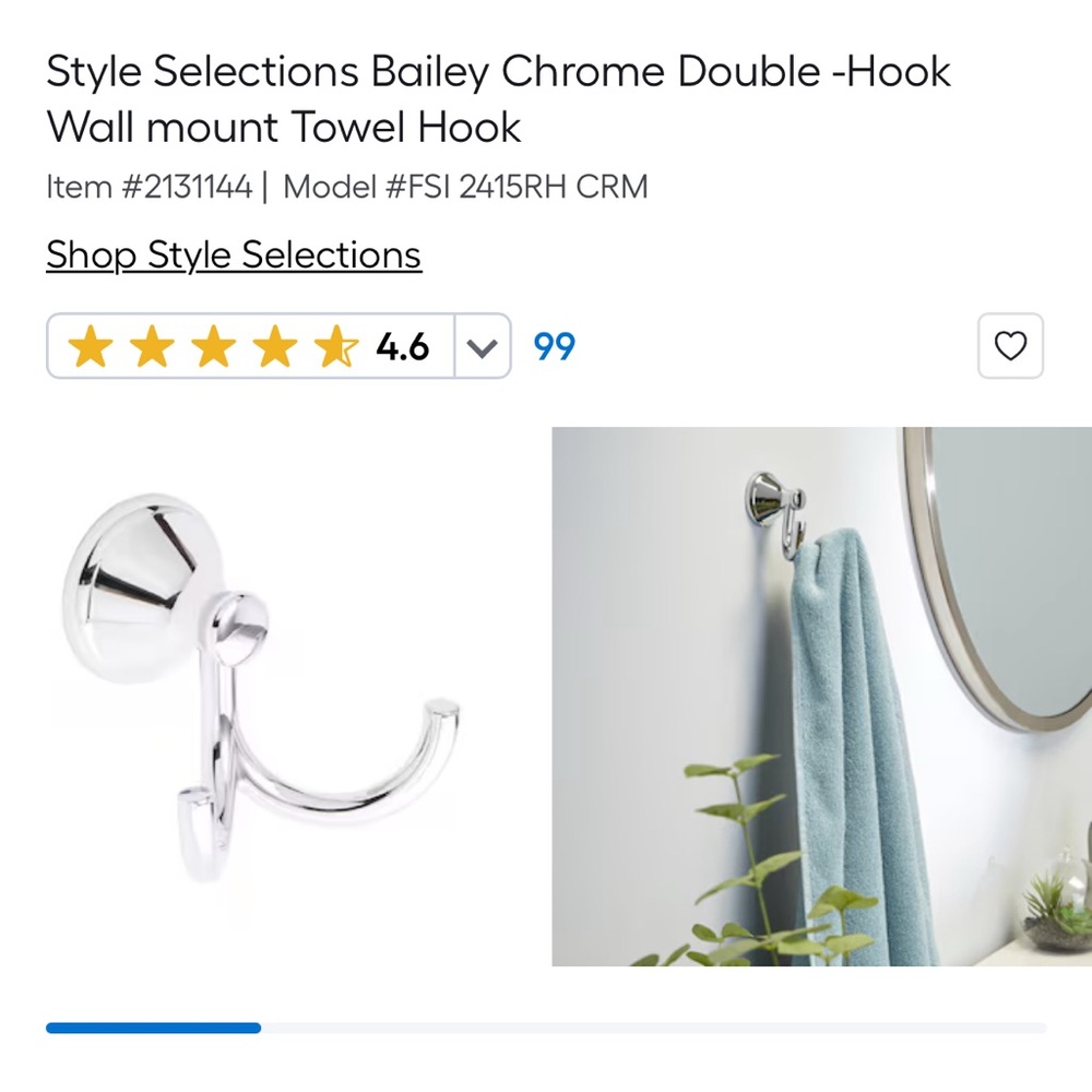 Style Chrome Robe & Towel Hook - Picture 2 of 8